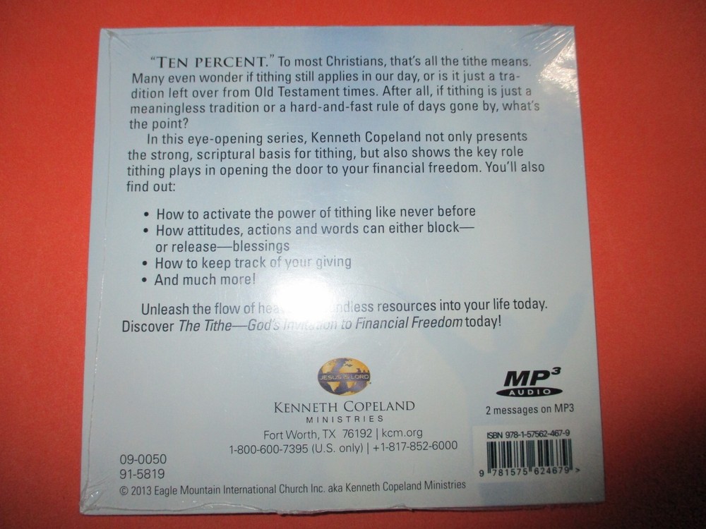 KENNETH COPELAND "TITHE: GOD'S INVITATION TO FINANCIAL FREEDOM" MP3 CD-ROM NEW