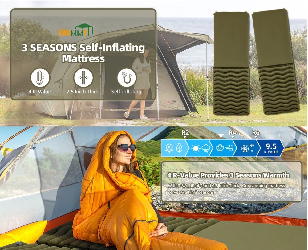 MELLCOM 2.5" Thick Self Inflating Sleeping Pad