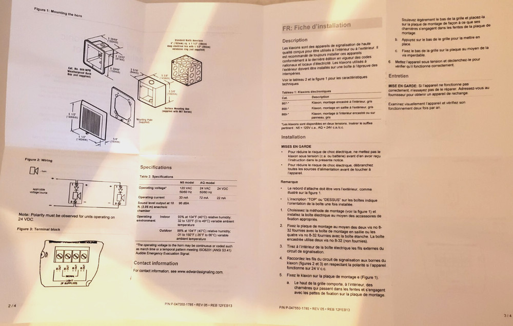 Edwards Signaling & Security Systems HORN 869-N5 Flush Mount