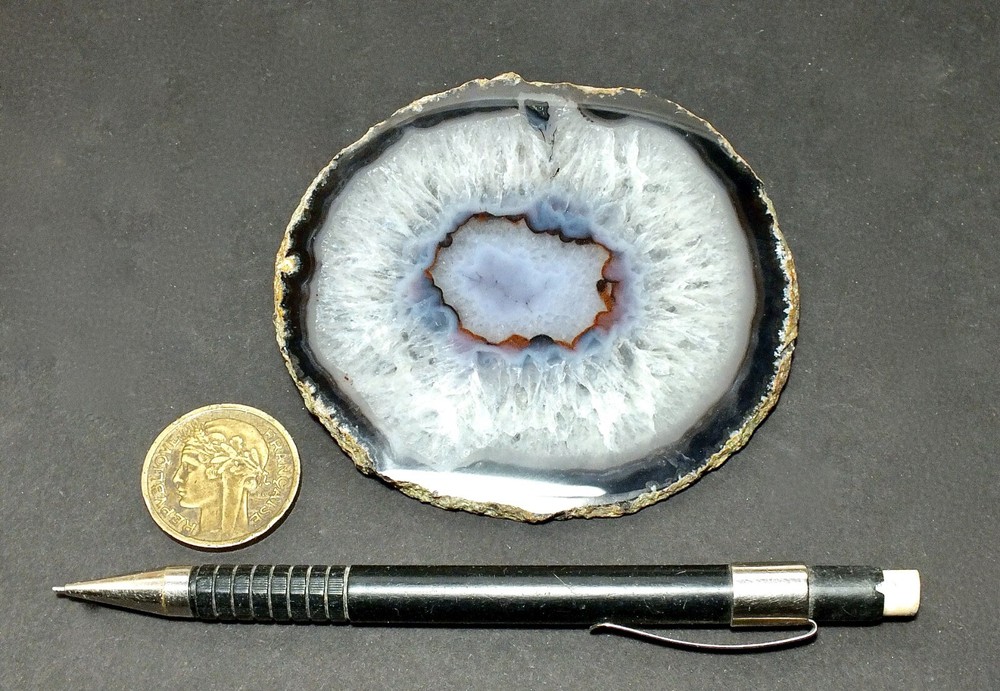 Agate (quartz) geode section from Brazil - cut and polished, on both sides