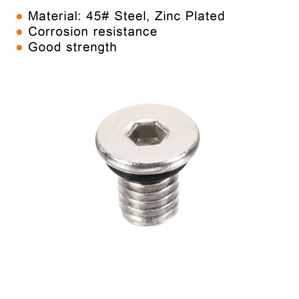 M6*1 Hex Head Pipe Fitting Plug, 2 Pack Male Thread 45# Steel Plug