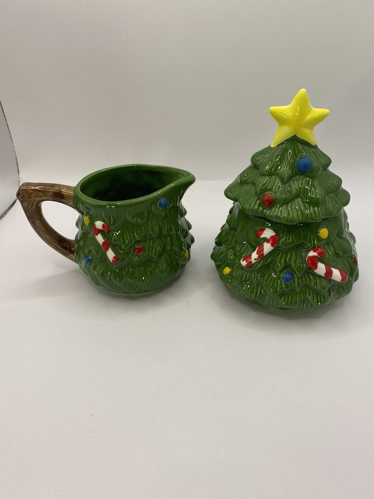 Ceramic Christmas Tree Cream & Sugar Set
