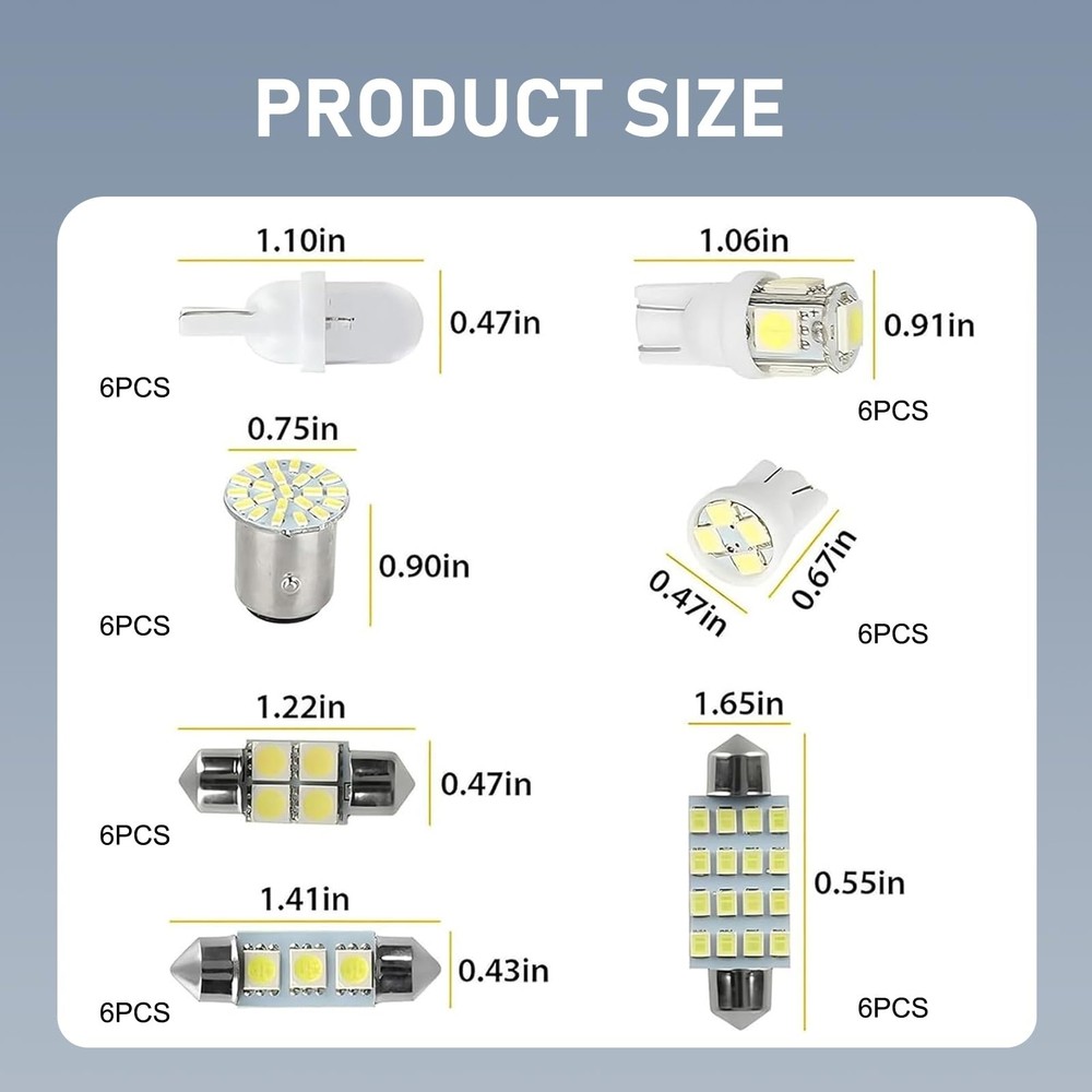 42 PCS Car Interior LED Light Combination Set, T10 31 mm 36 mm 41 mm Auto Rea...