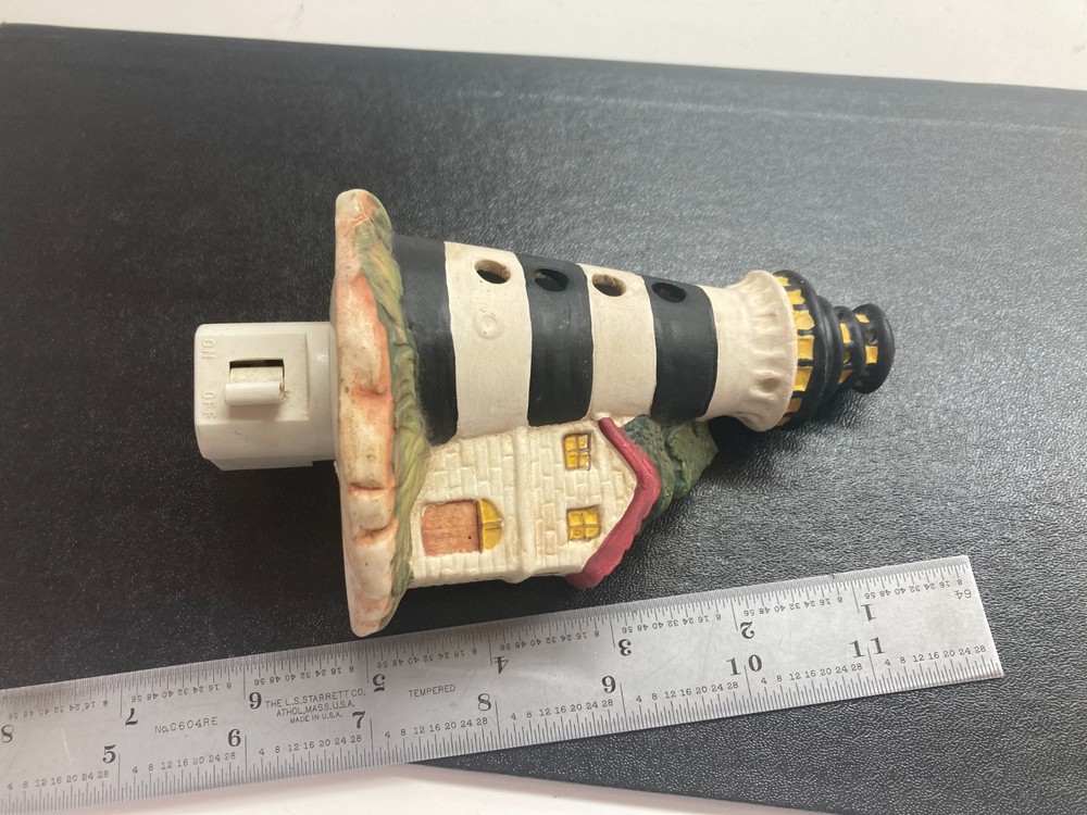 NIGHT LIGHT English Cottage LIGHTHOUSE Tall Plug in Ceramic