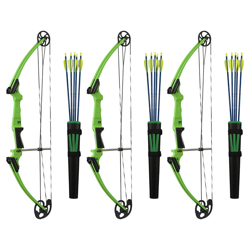 Genesis Archery Original Left Handed Compound Bow Archery Kit, Green (3 Pack)