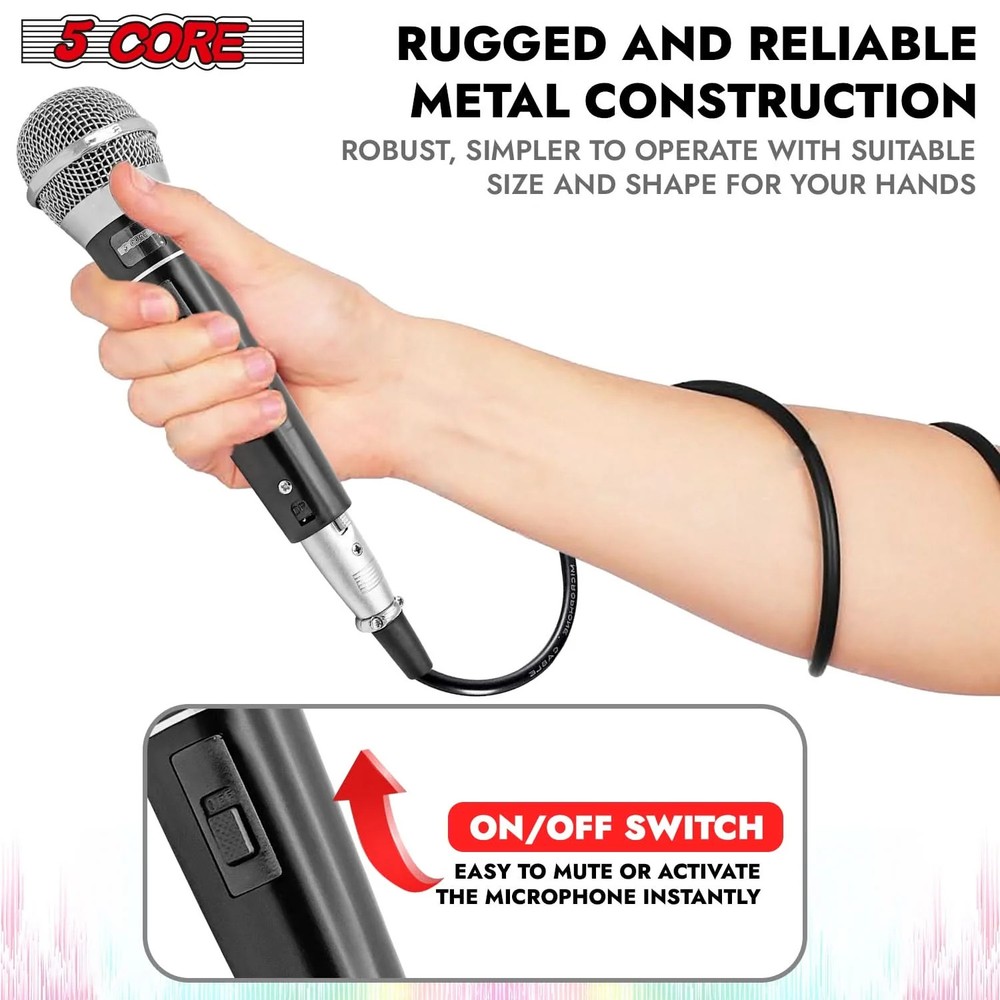 5Core XLR Microphone Dynamic Mic Karaoke Singing Studio Mics Handheld Microfono
