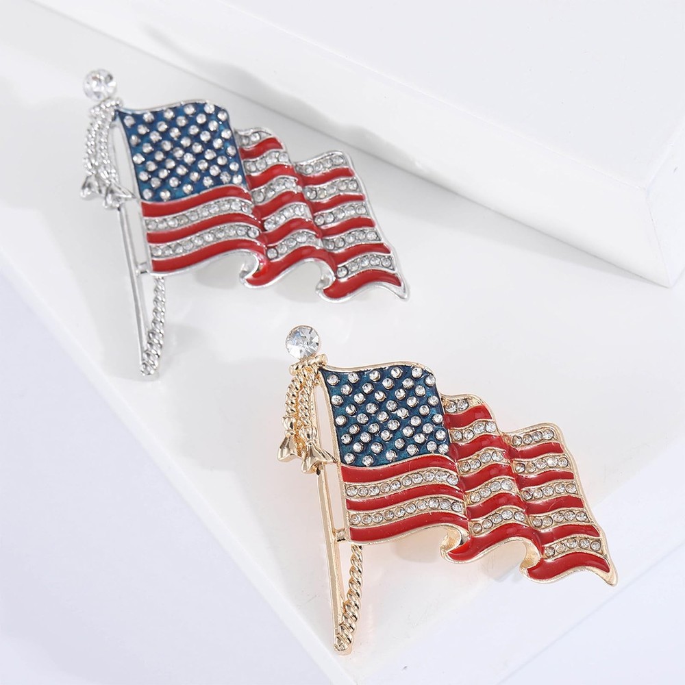 American Flag Pin Silver