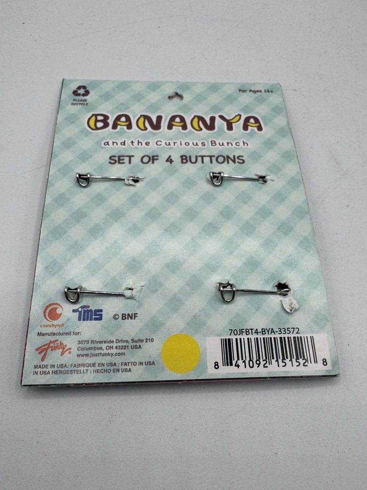 BANANYA Just Funky EXCLUSIVE PIN Button 4 Pack