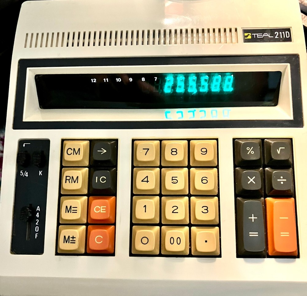 Teal 211D Vintage Calculator - TESTED/WORKS