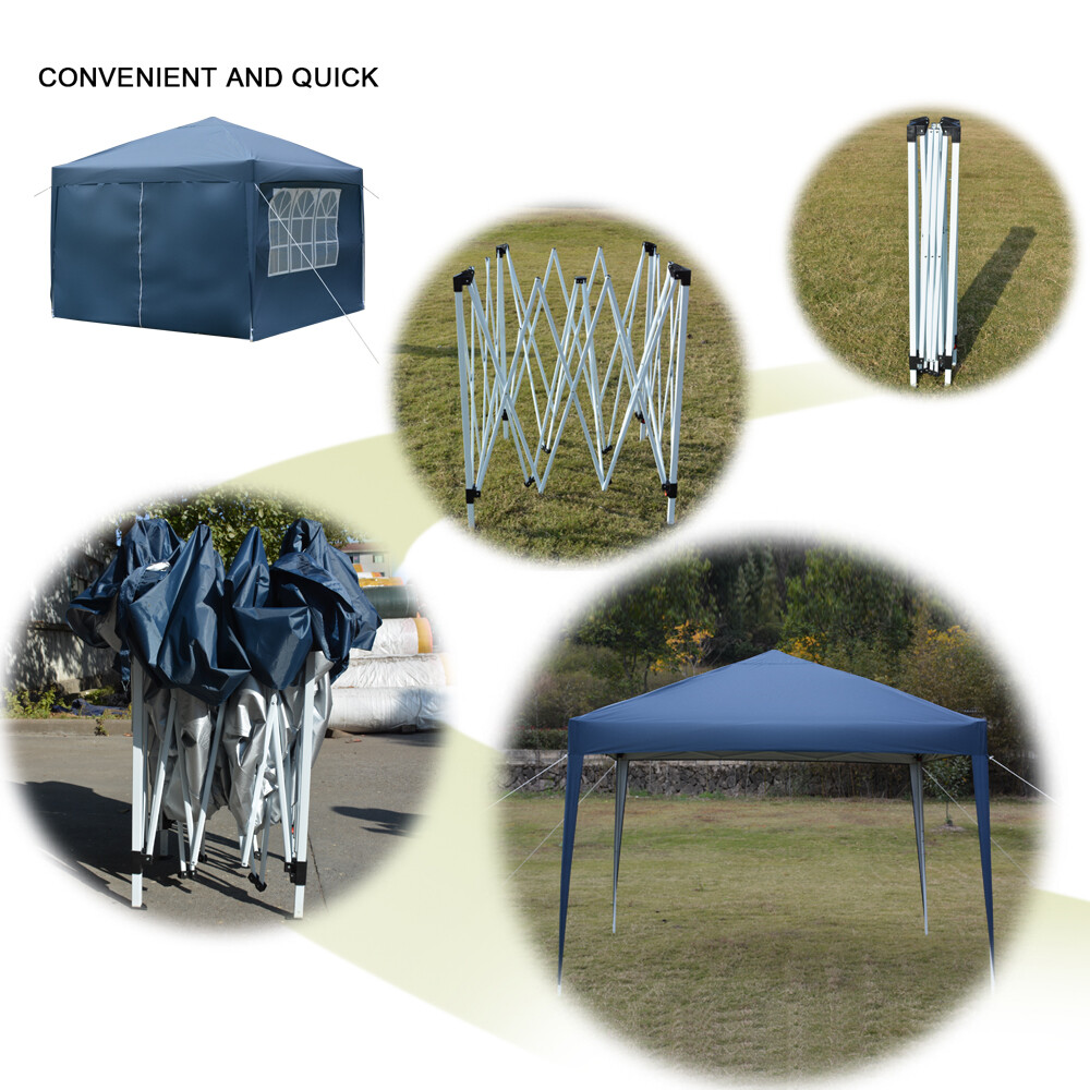 3 x3m Two Doors & Two Windows Practical Waterproof Right-Angle Folding Tent Blue
