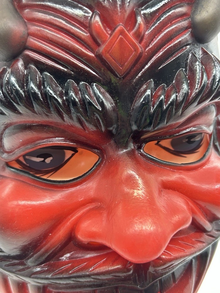 Vintage Rubber Red Devil / Demon Halloween Mask w/ Elastic Head Strap