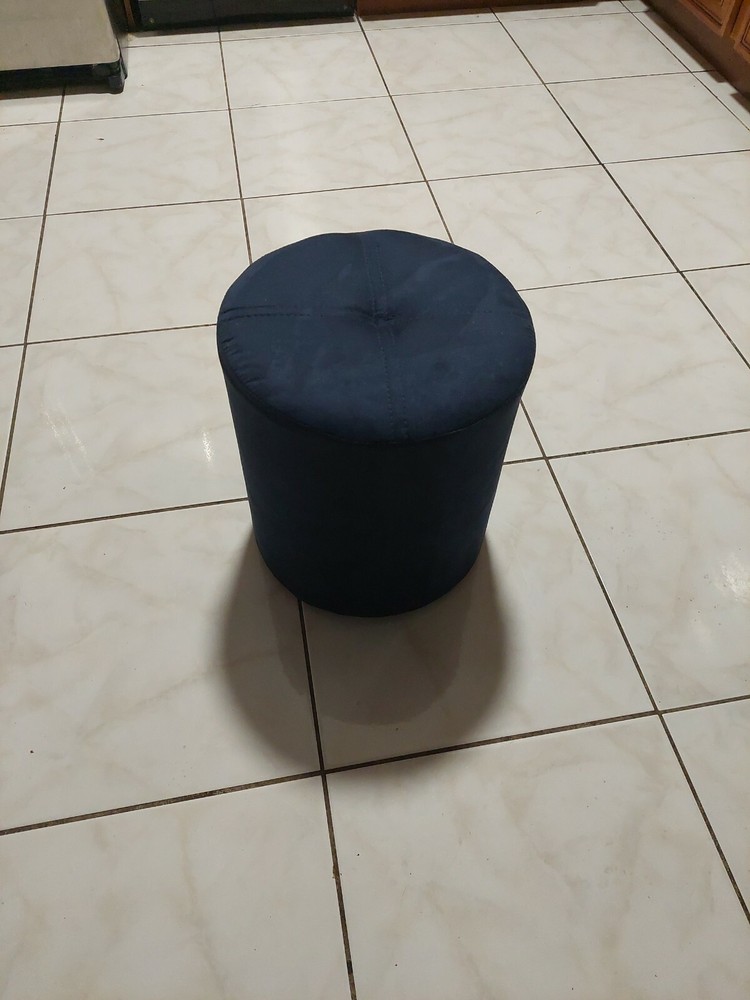 Ula Round Ottoman, Dark Blue, New
