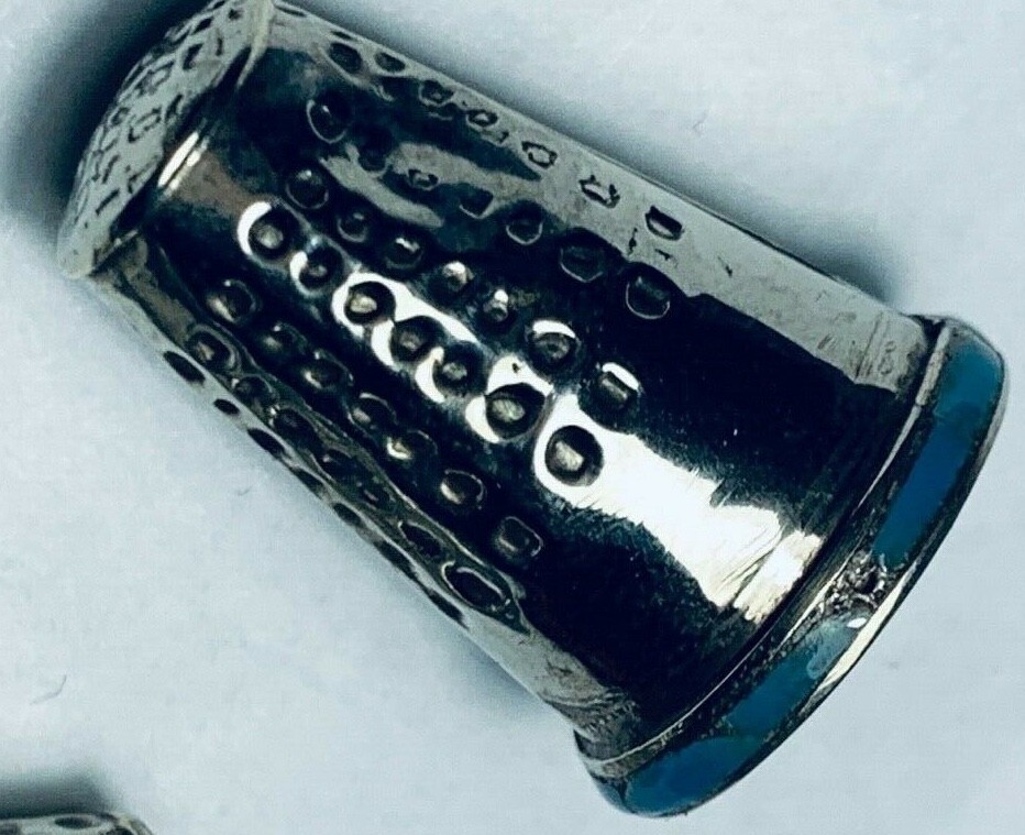 3 Vintage Silver Handmade Thimbles With some Stone work on bottom