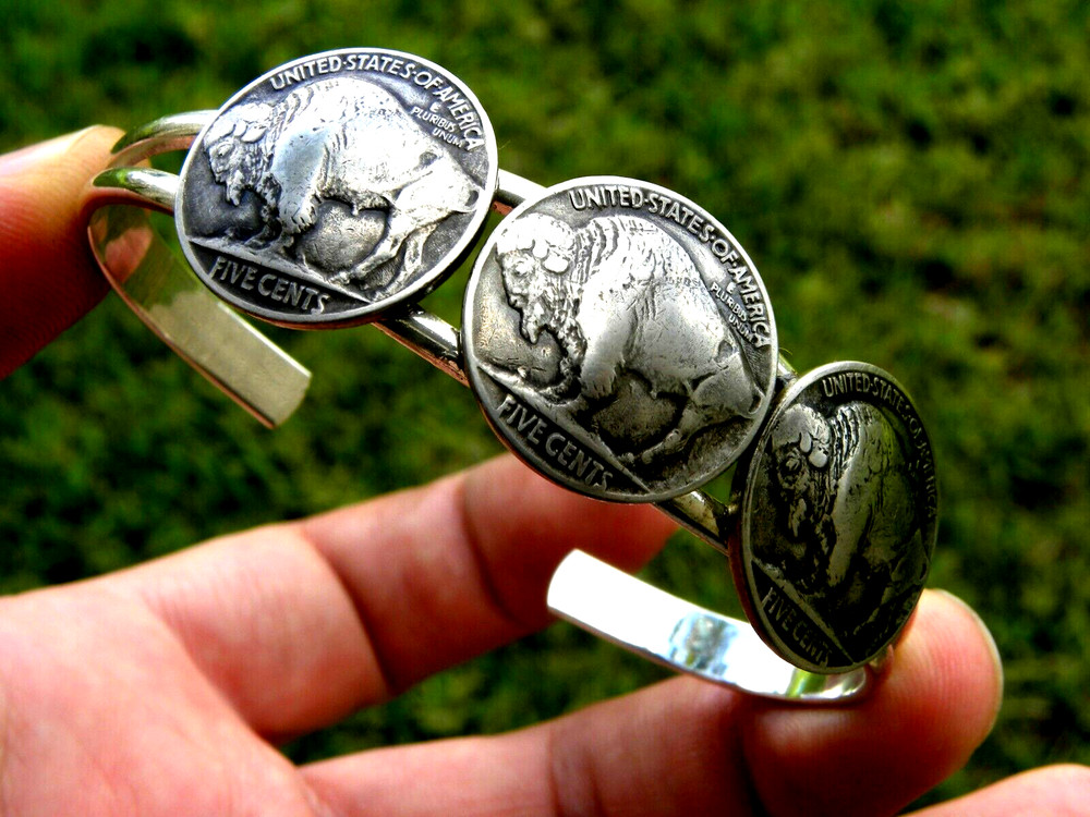 Authentic Buffalo Indian Nickel coins adjustable bracelet nice gift