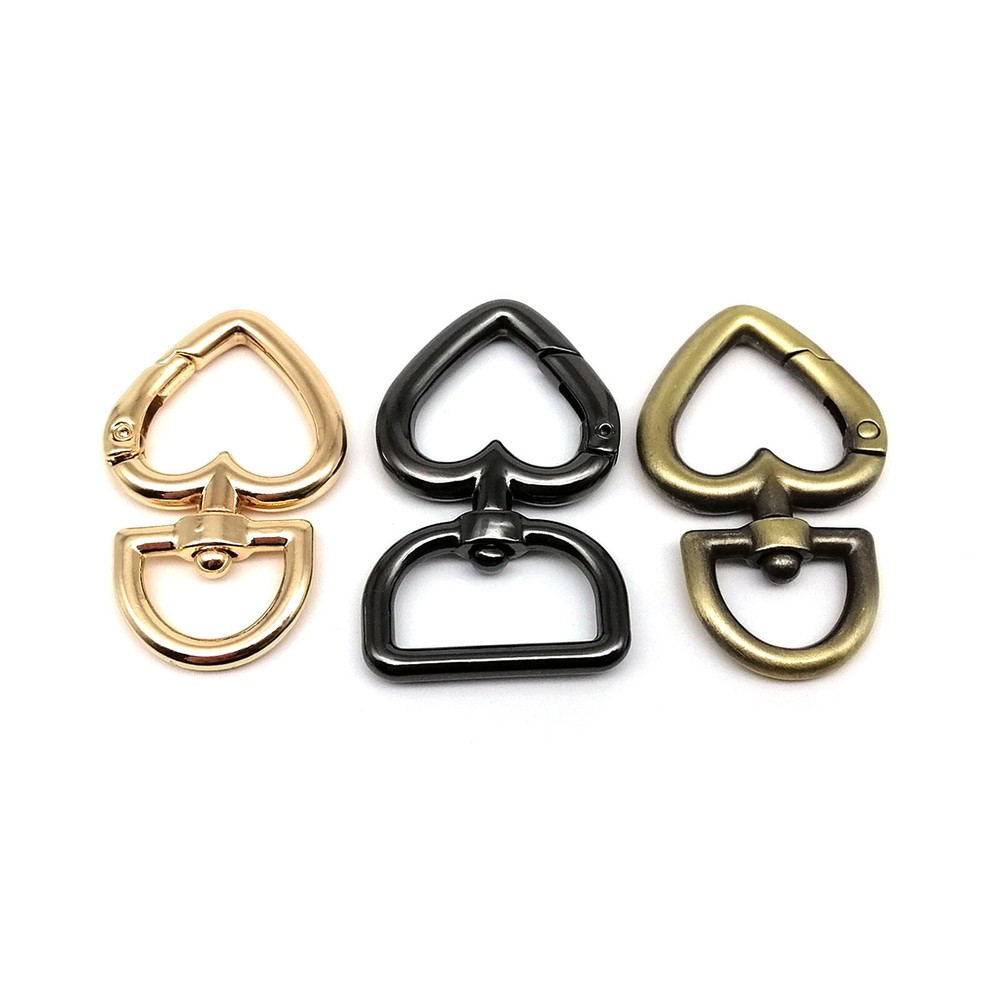 1/5pcs Heart Shape Spring O Ring Bag Strap Buckle Pendant Key Snap Clip Trigger