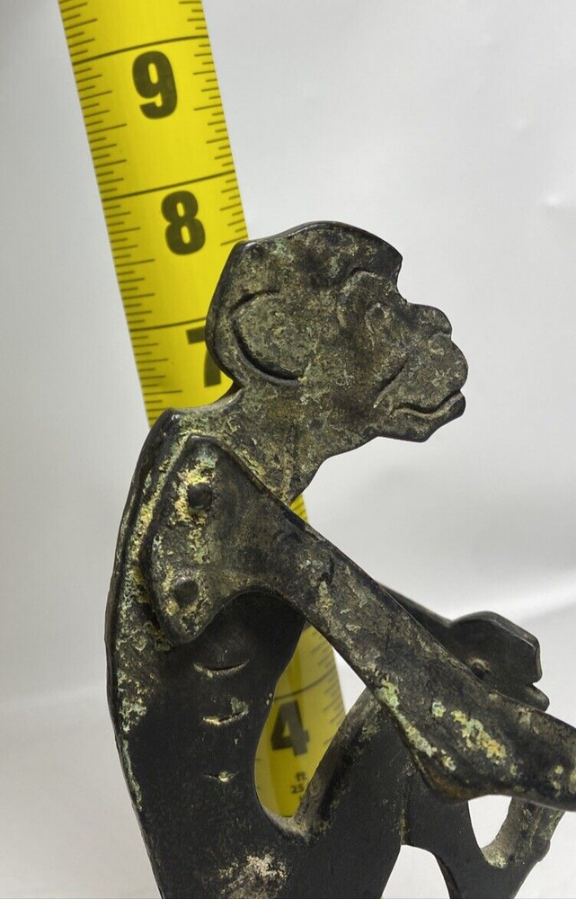 Old Bronze/Metal Monkey Bell Rustic & Unique Handcrafted Collectable 8" H x 3" W