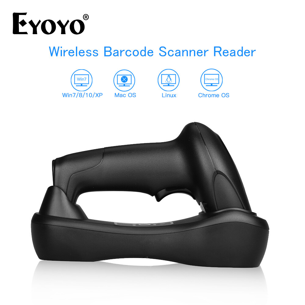 Eyoyo 1D Wireless Barcode Scanner Bar Code Reader USB Charging Base for PC Phone