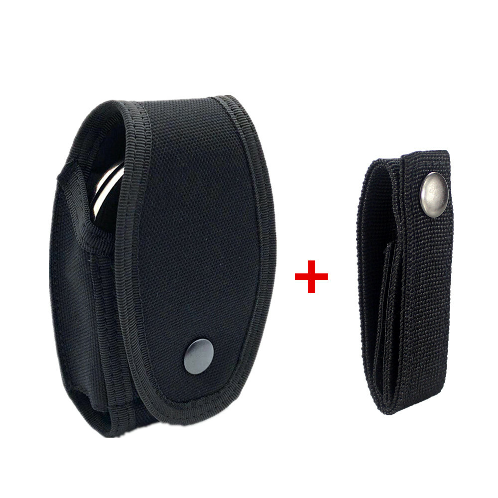 Tactical Portable Belt Handcuffs Case Nylon Pouch+ 1" Webbing Molle Strap Holder