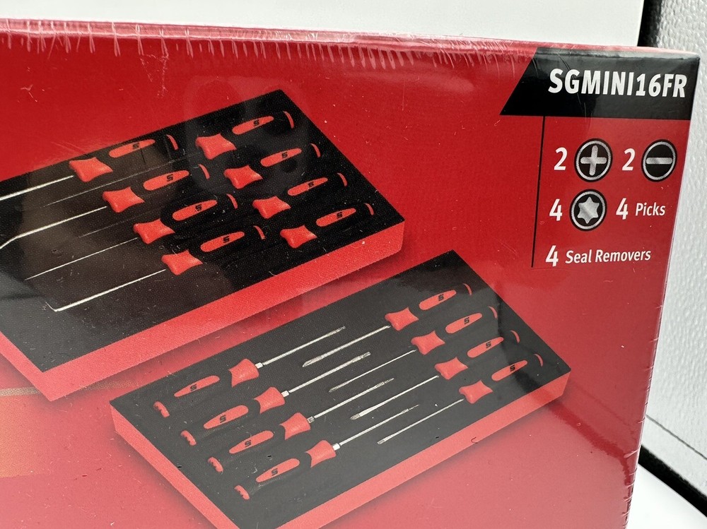 SNAP ON TOOLS Instinct RED Soft Handled 16pc Mini Screwdriver Set SGMINI16FR