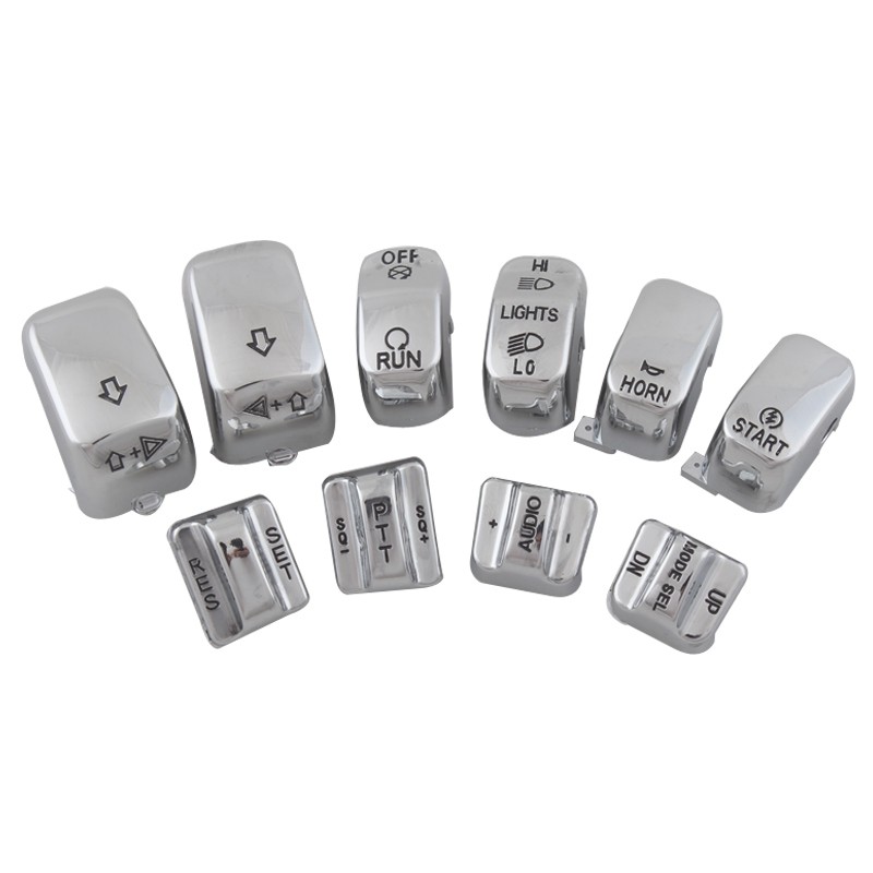 10pcs Chrome Hand Control Switch Button Covers For Harley Electra Glide FLHTCU