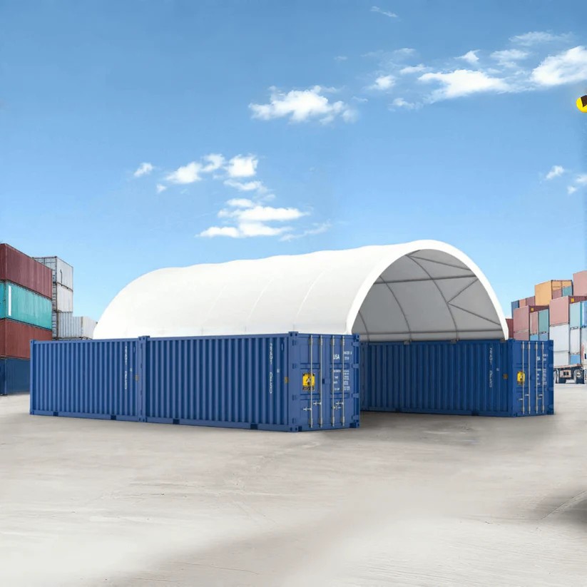 20x40 Container Shelter Canopy & Back Panel* 18oz PVC - Industrial Storage