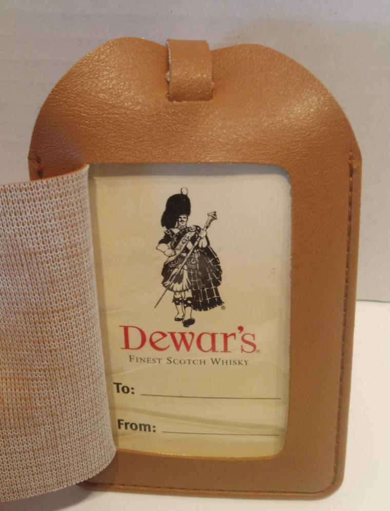 Dewar’s tan leather luggage tag (NOS)