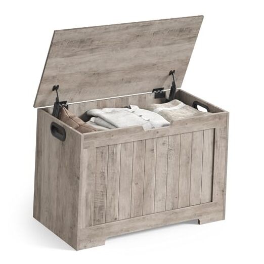 Storage Chest, 29.9 Inches Width Storage Bench, Entryway Bench Heather Greige