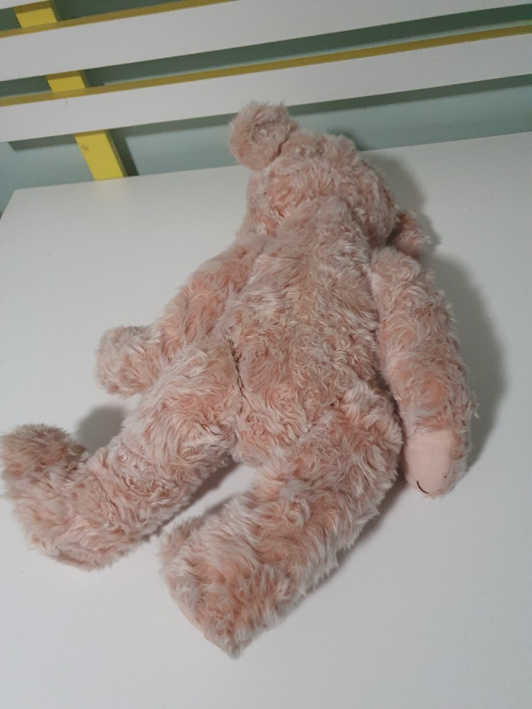 HANDMADE TEDDY BEAR PINK JOINTED 42CM