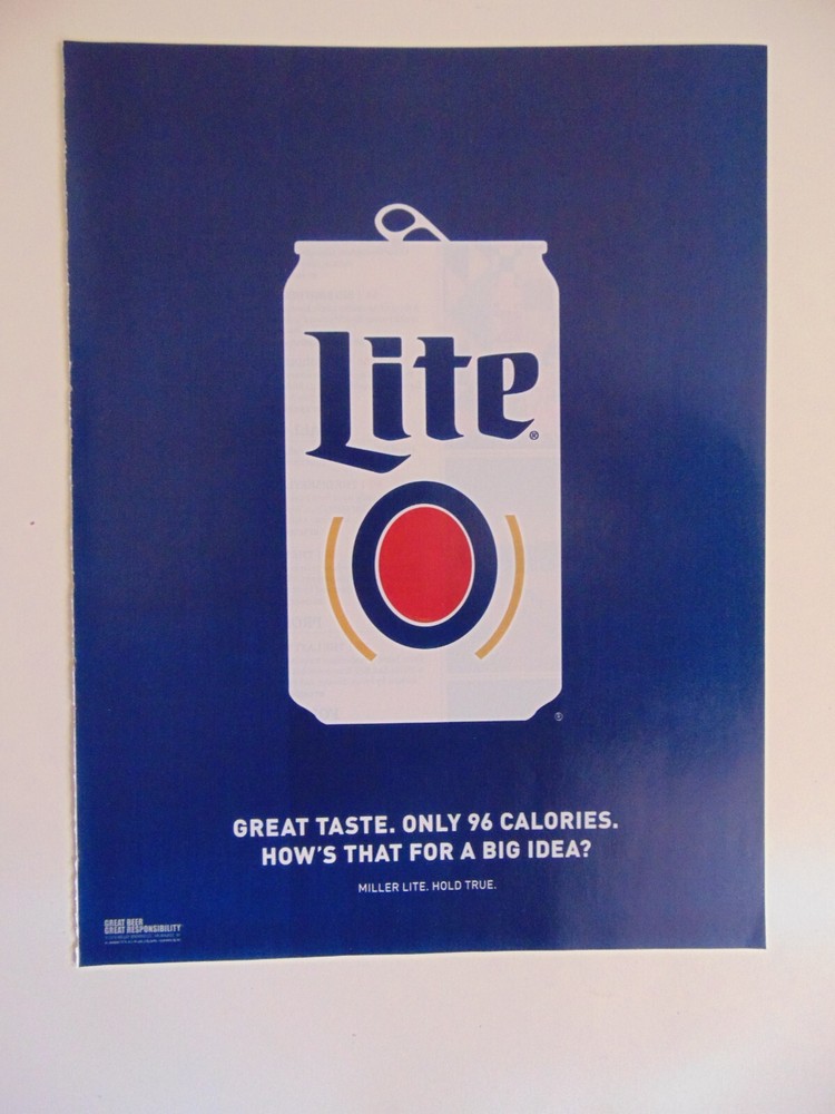 2018 MILLER LITE BEER in WHITE CAN print ad
