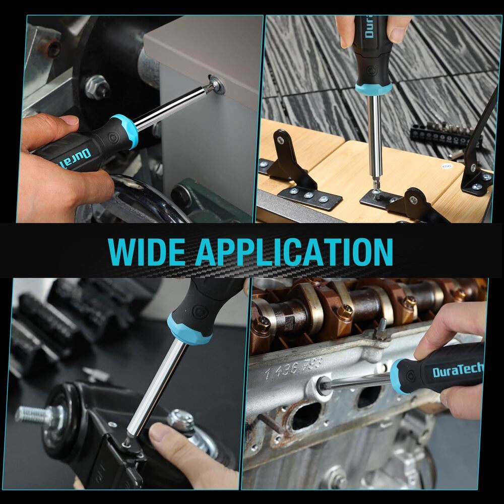 DURATECH Multi-Function Screwdriver Set W/60PC Torx Hex Square Flat Phillips Bit