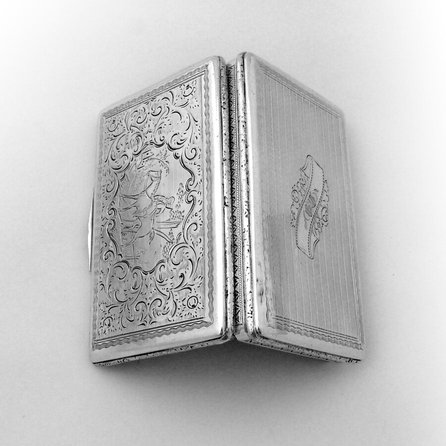 Engraved Cavalry Snuff Box Austrian 13 Loth Silver 1840 Prague
