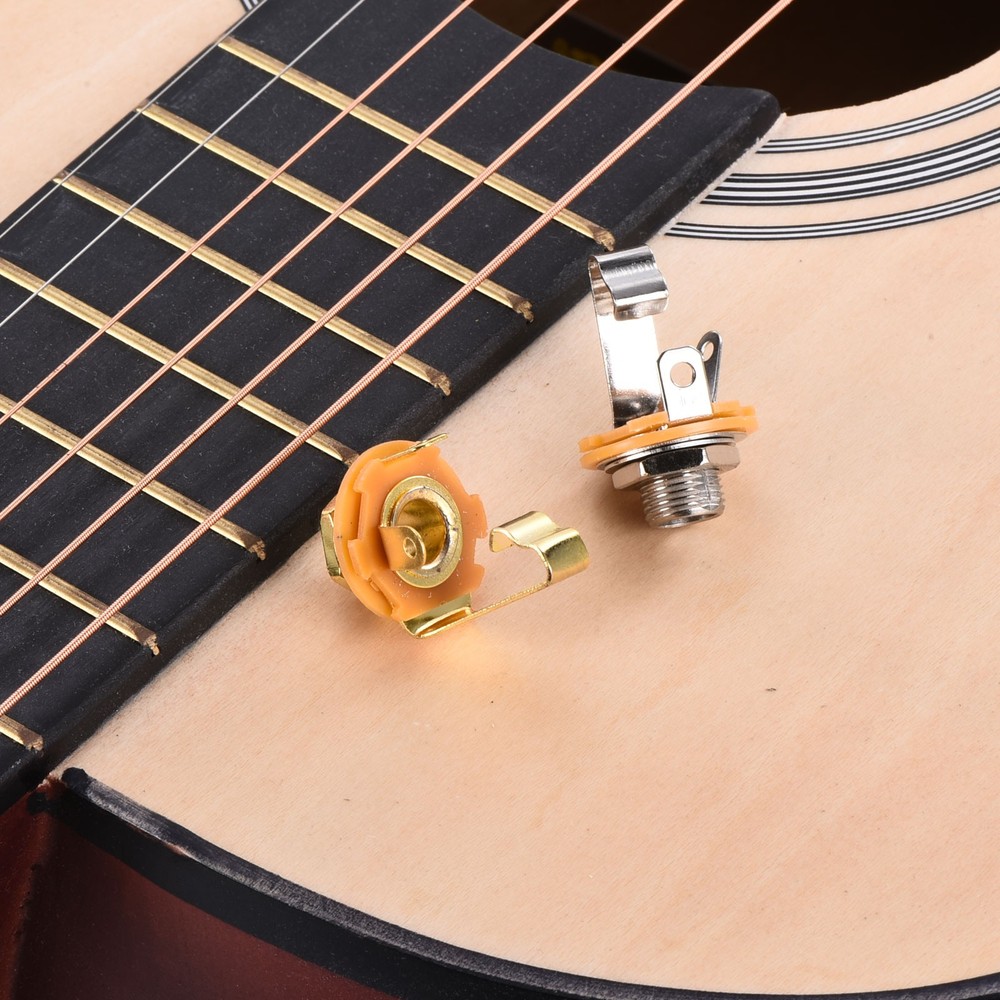 8 Pcs Guitar Input Jack 1/4" Stereo Jack Mono Panel Mount Socket Silver