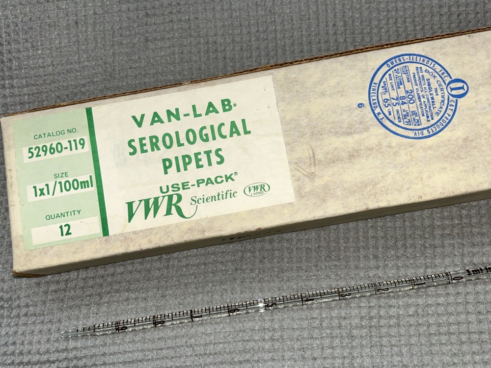 VWR Van-Lab Serological Pipets- 12, 1x1/100ml. Open Box.