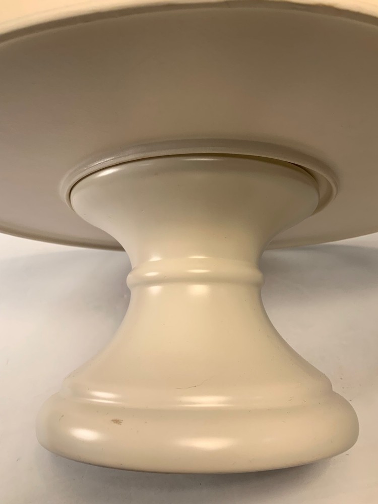 Threshold White Washed Stoneware Floral Cake Stand 11 in.