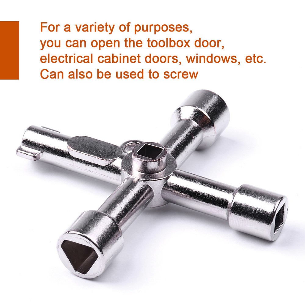 4-in-1 Key Wrench, Cross Square Triangle for Electrical Cabinet & Elevator
