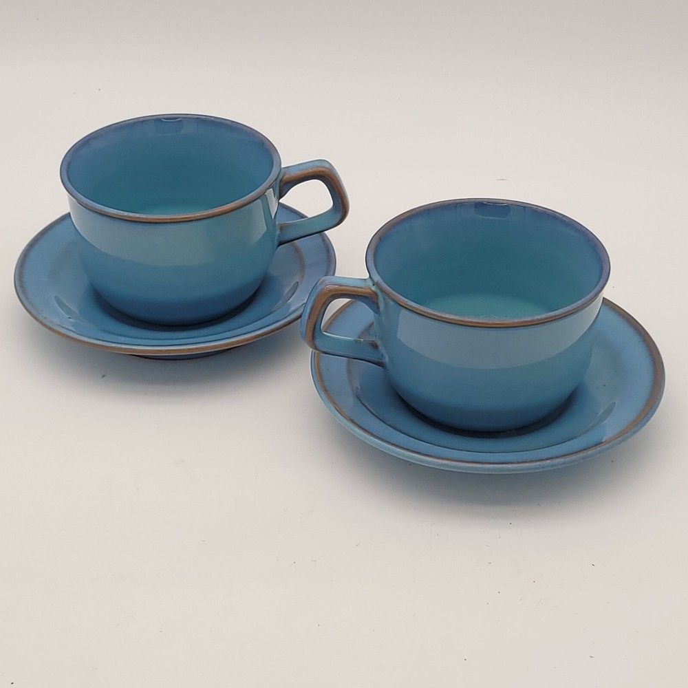 Pair Cups w/Handle & Saucers, Unknown Mark, Possible Chinese