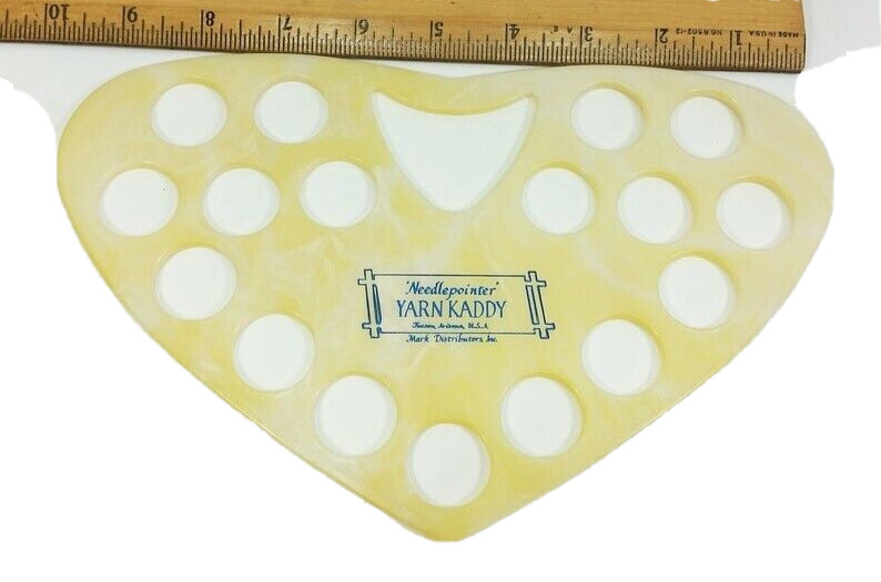 Needlepointer Yarn Kaddy by Mark Distributors Heart Shaped Floss Holder EUC
