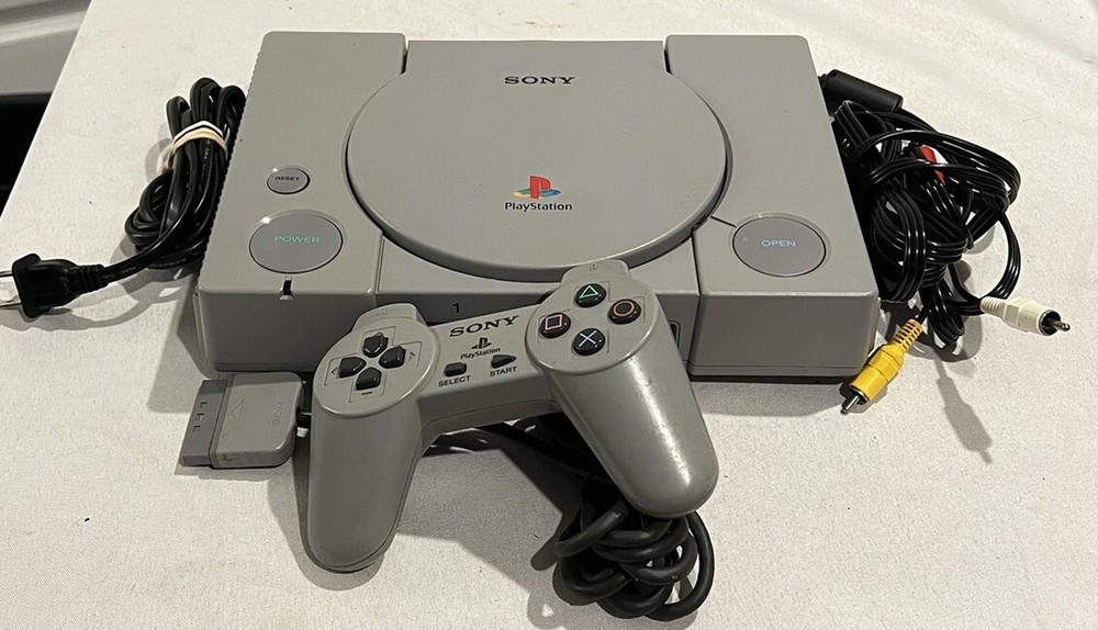 Sony Playstation 1 Console Controller & Cables SCPH-9001 Bundle Tested