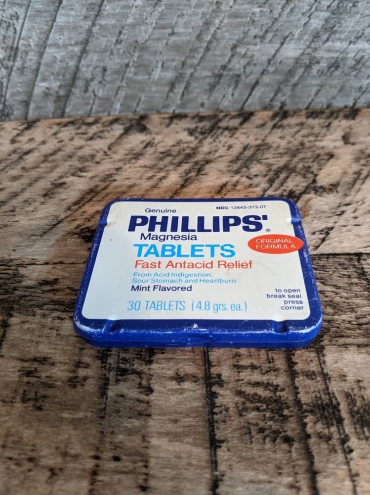 Vintage Phillips Magnesia Tablets Tin Container.