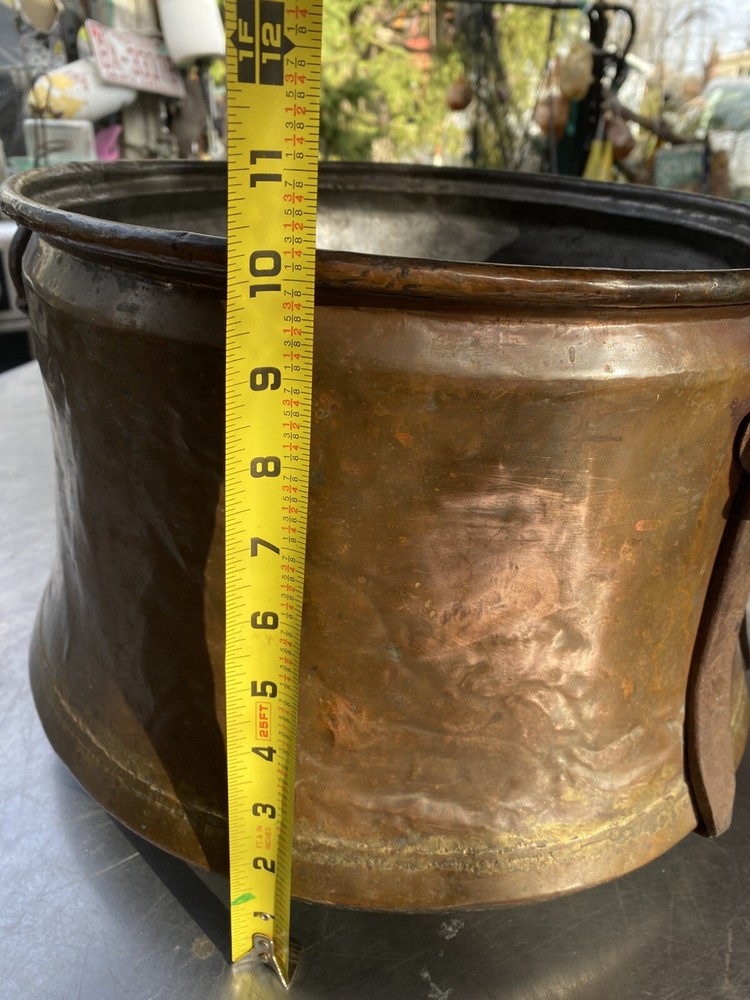 Vintage Handmade Copper Kettle Unique Wrought Handles