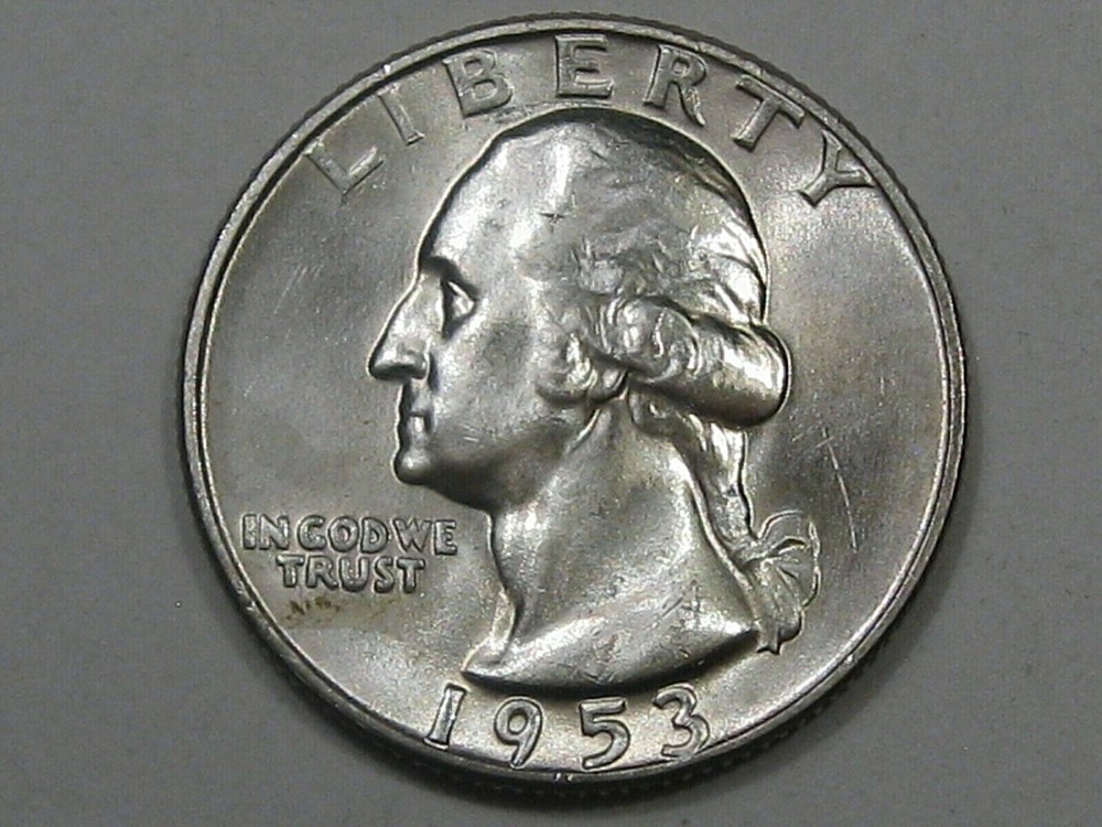 BU 1953-d Silver Washington Quarter.  #28