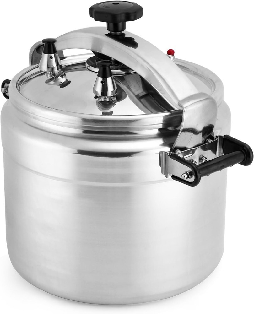 26 Quart Aluminum Pressure Cooker Ultra Safe Clamp Bar Locking System 2 Valves