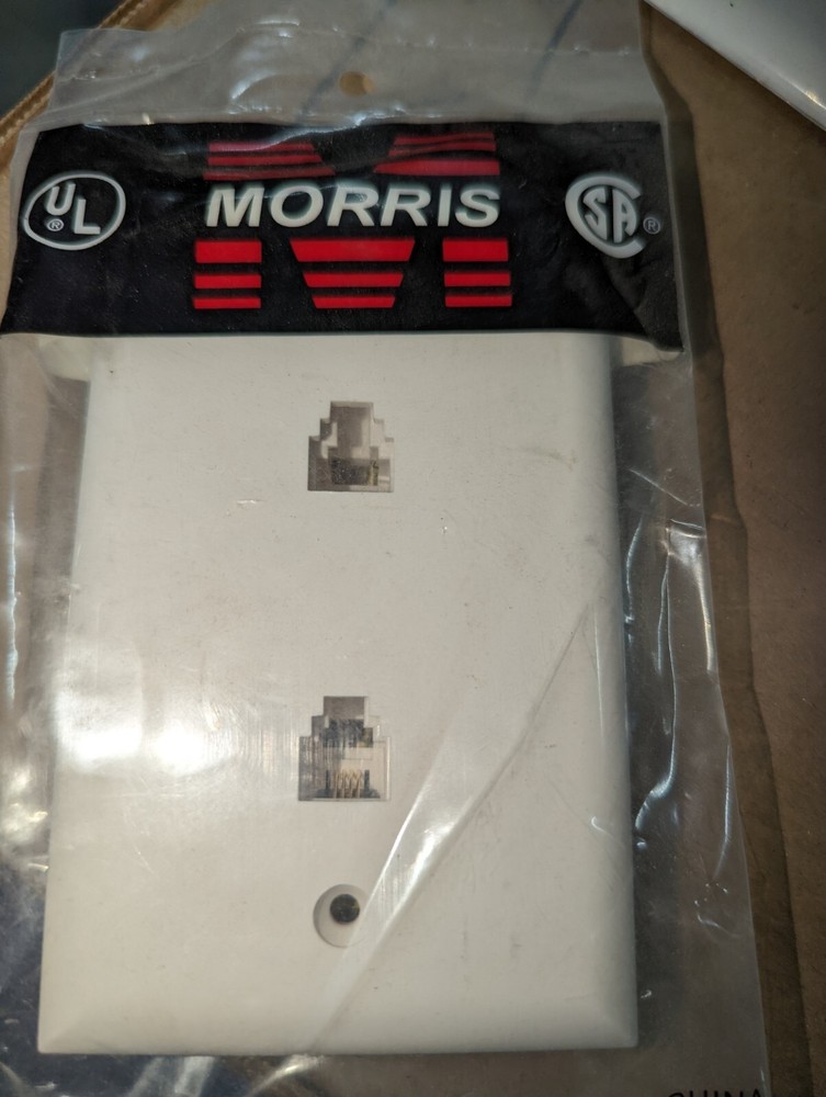 Morris #80021 White Duplex Phone Wall Plate
