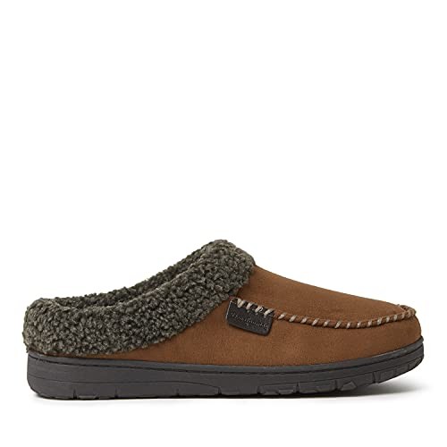Men's Microfiber Suede Clog with Whipstitch Slipper Large Chestnut