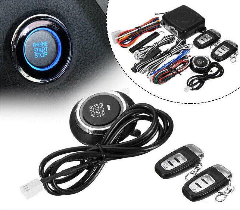 Car Keyless Entry Engine Start Alarm System Kit Push Button Remote Start Stop