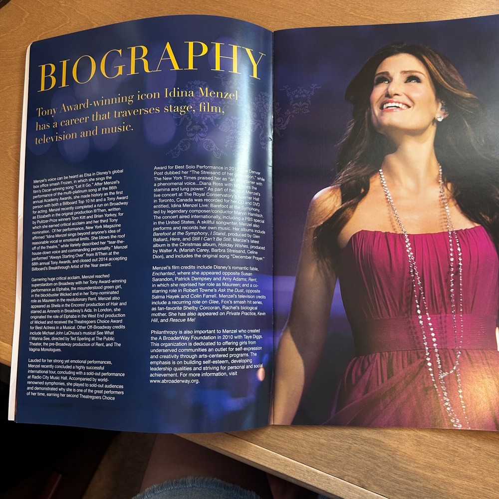 Idina Menzel World Tour 2015 Program