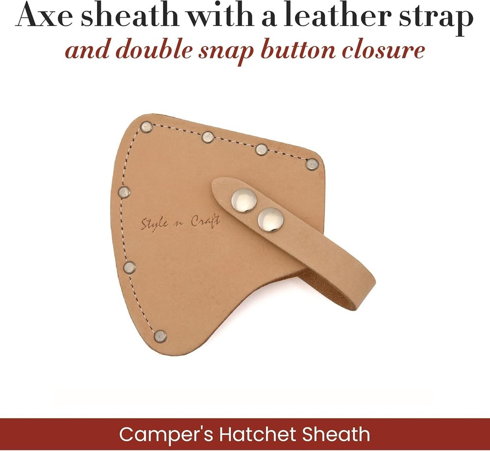 Heavy Duty Leather Axe Sheath with Snap Closure