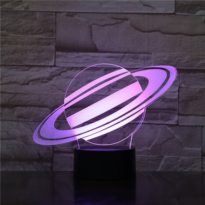 Saturn 3D Illusion Night Light Planet LED USB Table Creative Bedroom Decoration