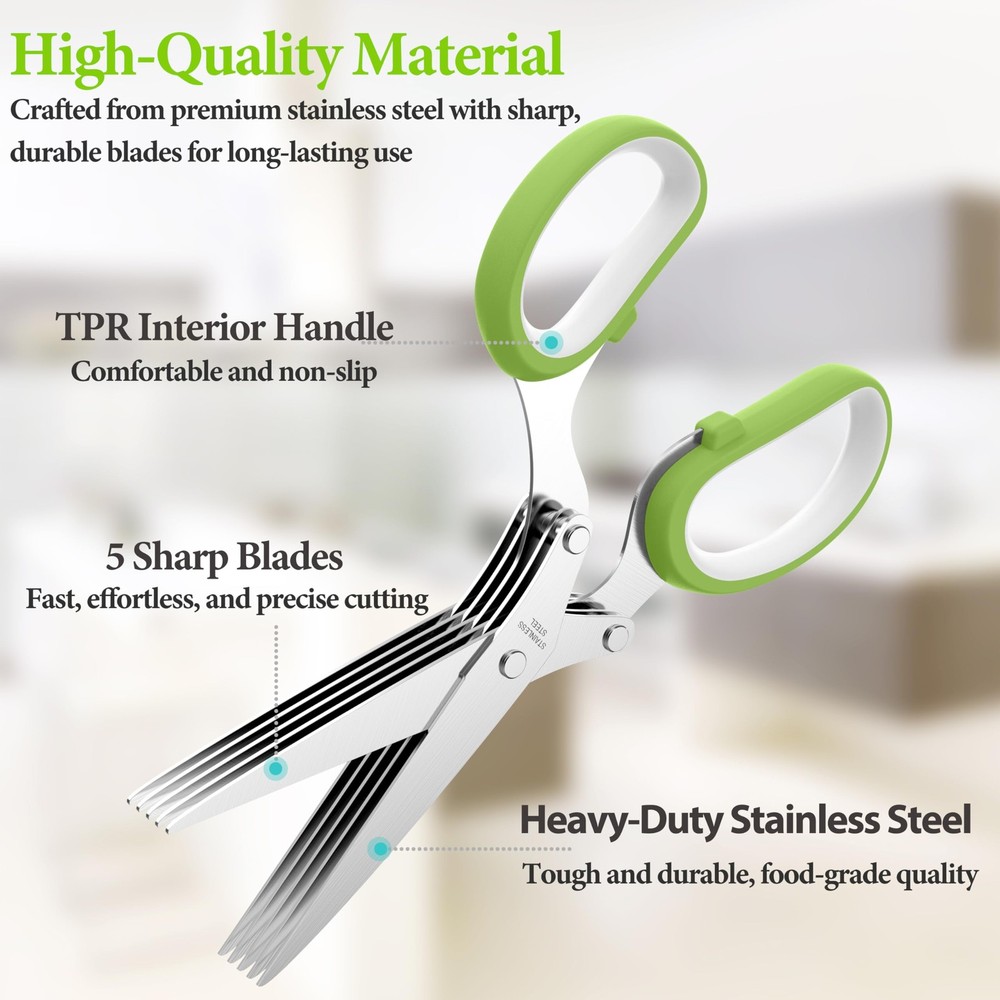 2025 Upgraded Herb Scissors, Effortless Herb Shears Cutter Tool with Sharp St...