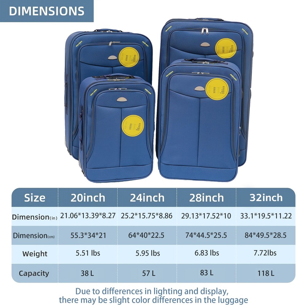 (20+24+28+32) 4-piece suitcase, suitcase blue